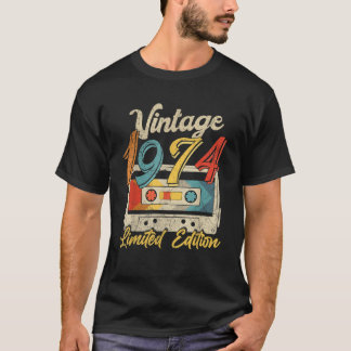 Camiseta Nascer Vintage Em 1974 Cassette Tape Retro Birthda