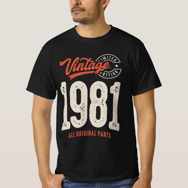 Camiseta Nascer Vintage em 1981 - 41ruas Aniversário Clássi (Frente)