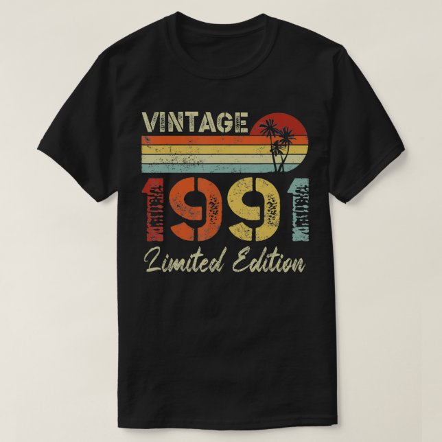 Camiseta Nascer Vintage Em 1991 Festa De Aniversário (Frente do Design)