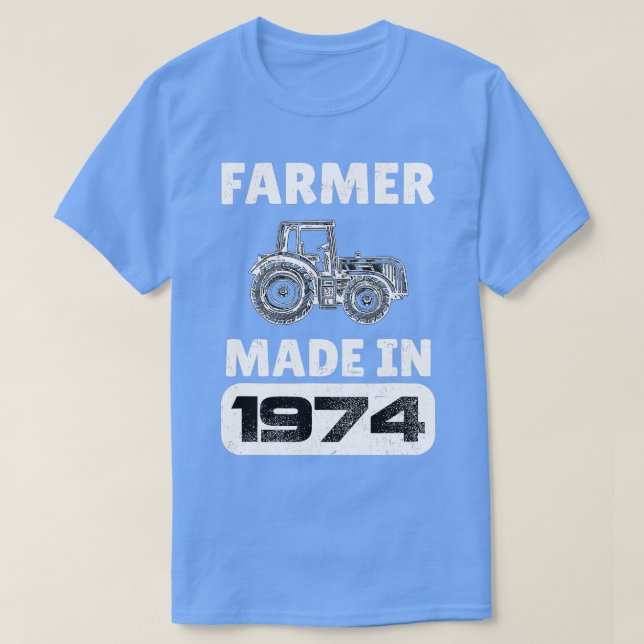 Camiseta Nascer Vintage Farmer Em 1974, 49 Anos, Pais D (Frente do Design)