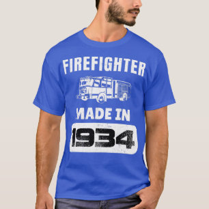 Camiseta Nascer Vintage Firefighter Em 1934 Com 89 Anos De