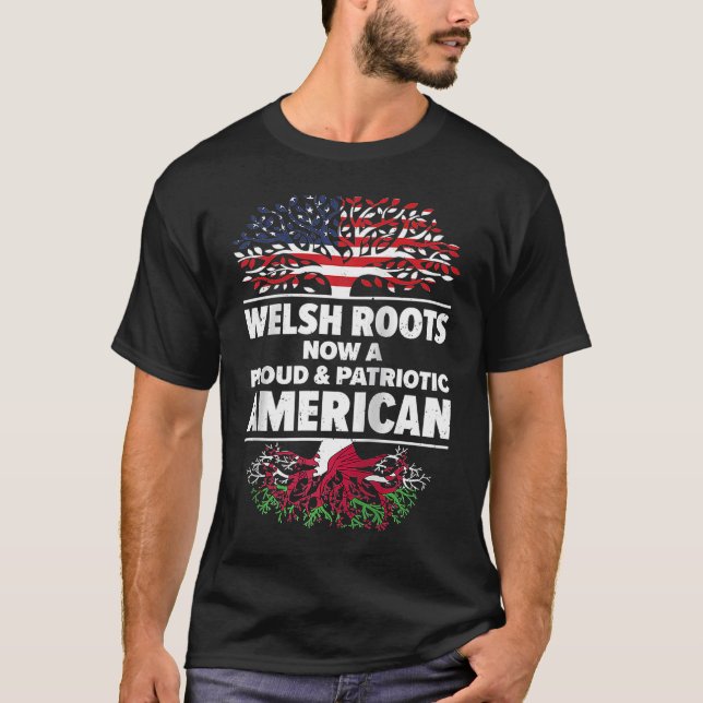 Camiseta Nascer Welsh Wales American USA Cidadania Raglan B (Frente)