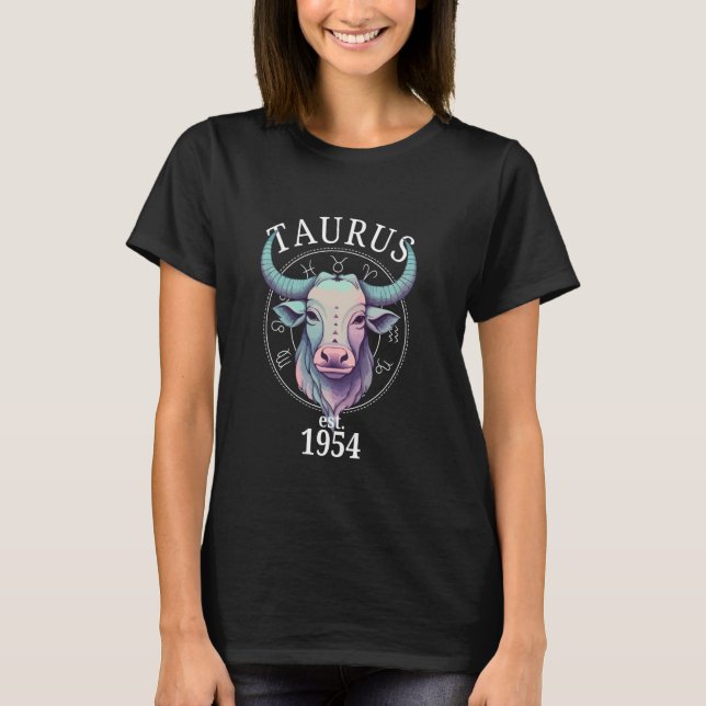 Camiseta Nascer Zodiac Taurus Bull em 1954 (Frente)