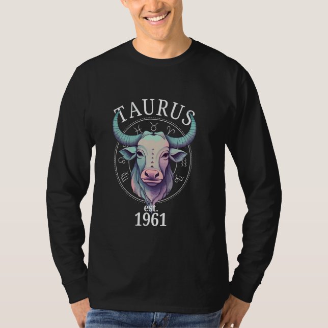 Camiseta Nascer Zodiac Taurus Bull em 1961 (Frente)