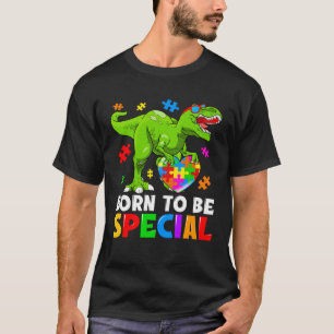 Camiseta Nasceu Especial Rex Puzzle Dinossauros Meninos Aut