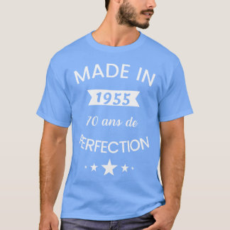 Camiseta Nascida em 1955 humor 70 anos aniversário menina