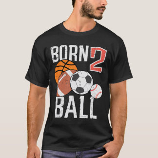 Camiseta Nascido Basquetebol Futebol 2º Aniversário Infanti