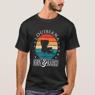 Camiseta Nascido e Criado na Louisiana EUA Orgulho do Estad