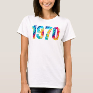 Camiseta Nascido em 1970 Festa de Aniversário Retro Multico