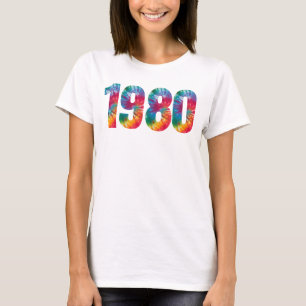 Camiseta Nascido em 1980 Festa de Aniversário Tie Dye Multi