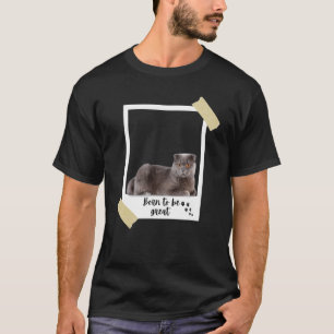 Camiseta Nascido Este Grande Gato Escocês Fofo de Pelo Curt
