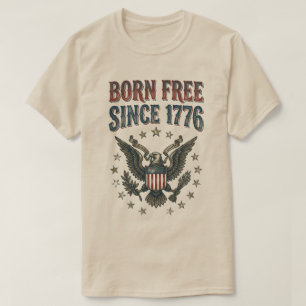 Camiseta Nascido Livre Desde 1776 EUA Patriótico Águia Vint
