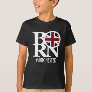 Camiseta NASCIDO Manchester Inglaterra (texto branco)