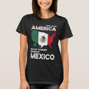 Camiseta Nascido Mexicano México Americano EUA Cidadania