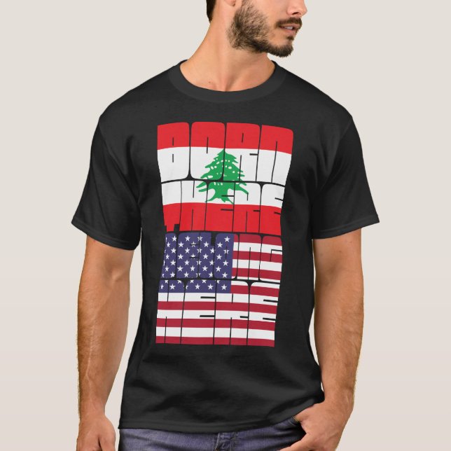 Camiseta Nascido no Líbano Pertence Americano (Frente)