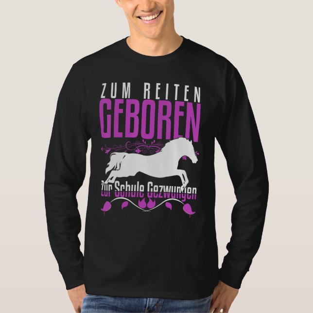 Camiseta Nascido Para Cavalgar Treinado Na Escola Cavalo Di (Frente)