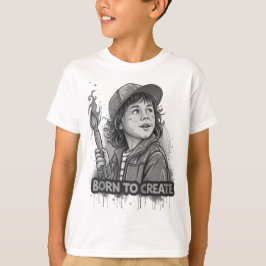 Camiseta Nascido para Criar – Arte Pop Colorida de Grafite