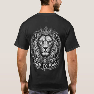Camiseta Nascido Para Governar Leão Desenho Gravado Vintage