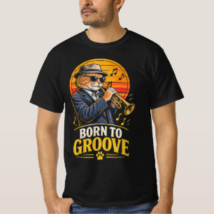 Camiseta Nascido para Groove Divertido Gato Jazz Tocador de