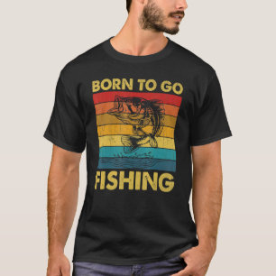 Camiseta Nascido Para Ir Pescar Acampamento Floresta Lago