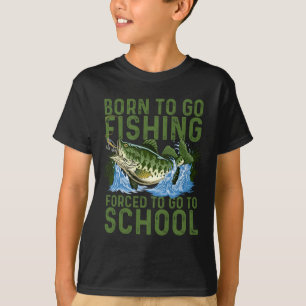 Camiseta Nascido Para Ir Pescar Escola Obrigatória Comédia