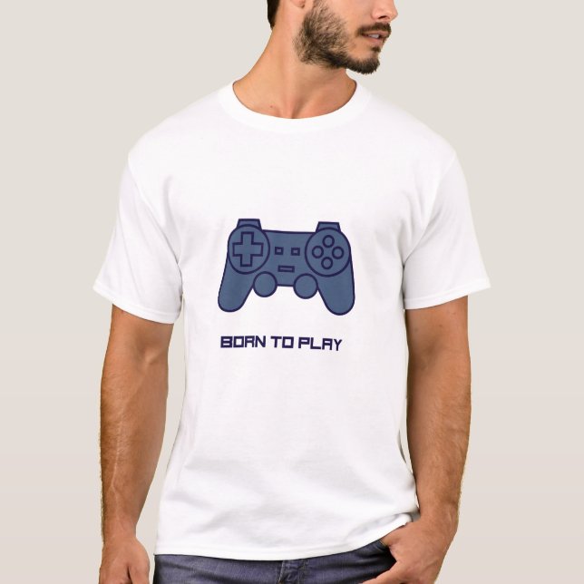 Camiseta Nascido Para Jogar Arte de Gamepad Gradiente (Frente)