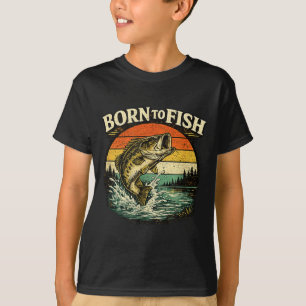 Camiseta Nascido para pescar bass vintage pescador de peixe
