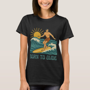 Camiseta Nascido para Planar Gráfico Retro de Surf Califórn