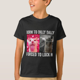 Camiseta Nascido Para Se Demorar Forçado a Se Trancar Gato 