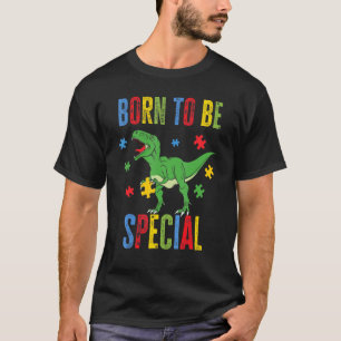 Camiseta Nascido Para Ser Especial Trex Puzzle Dino Meninos