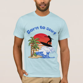 Camiseta Nascido para surfar Retro surfista do pôr do sol