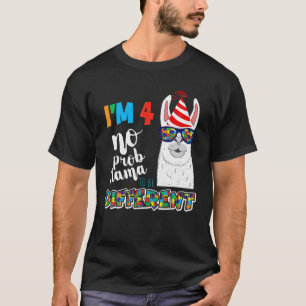 Camiseta Nascimento de 4 anos Llama Quebra-cabeça April Aut