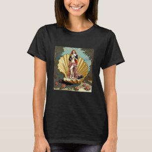Camiseta Nascimento de Vênus e seus Gatos Pretos Pintura Ar