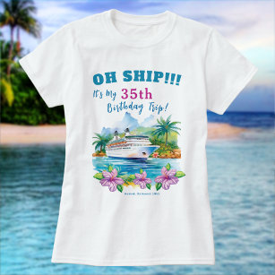 Camiseta Nascimento do navio de cruzeiro da Ilha Funny