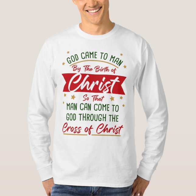 Camiseta Nascimento e Cruz de Jesus Cristo Fé de Natal   (Frente)