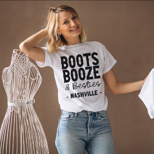 Camiseta Nashville Bachelorette Boots Booze Besties Persona
