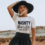 Camiseta Nashville Bachelorette Party Custom Nashty Bride<br><div class="desc">Looking for the perfect bachelorette party gift? Look no further than our Nashville bachelorette party custom nashty bride t-shirt! This hilarious shirt is perfect for any bachelorette who loves to have a good time. Not only is it funny, but it's also great for use as a bachelorette party favor or...</div>