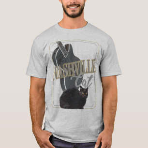 Camiseta Nashville Cat Black Cat Guitar Preto DD