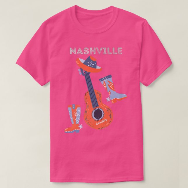 Camiseta Nashville cowboy boots cowboy hat and guitar Premi (Frente do Design)