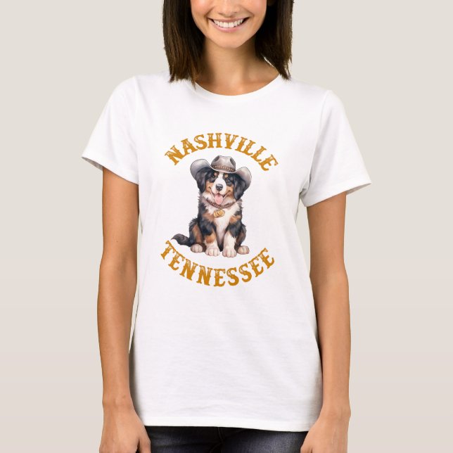 Camiseta Nashville Tennessee Cowboy Bernese Mountain Dog (Frente)
