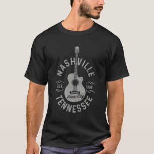 Camiseta Nashville Tennessee Guitar Música Country City