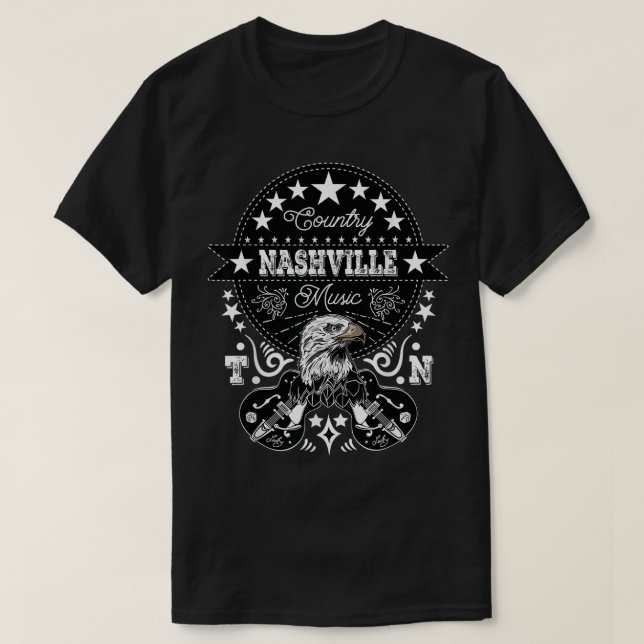 Camiseta Nashville Tshirt Tennessee Country Music Western R (Frente do Design)