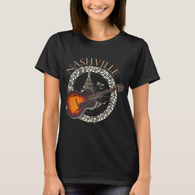 Camiseta Nashville Vintage Guitar Design Shirts (Frente)