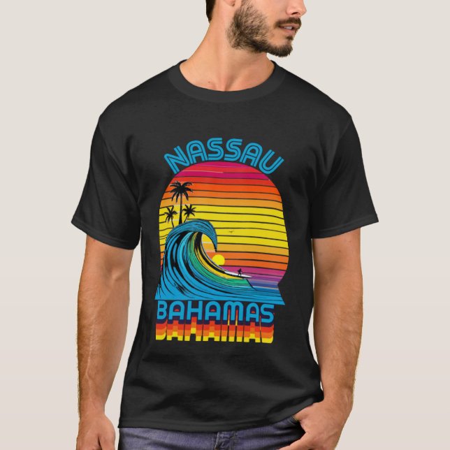 Camiseta Nassau Bahamas Retro Throwback Surf & Beach Souven (Frente)