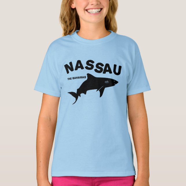Camiseta Nassau - Camisa-T de mergulho de tubarão das Baham (Frente)