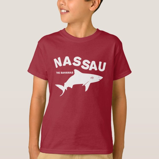 Camiseta Nassau - Camisa-T de mergulho de tubarão das Baham (Frente)