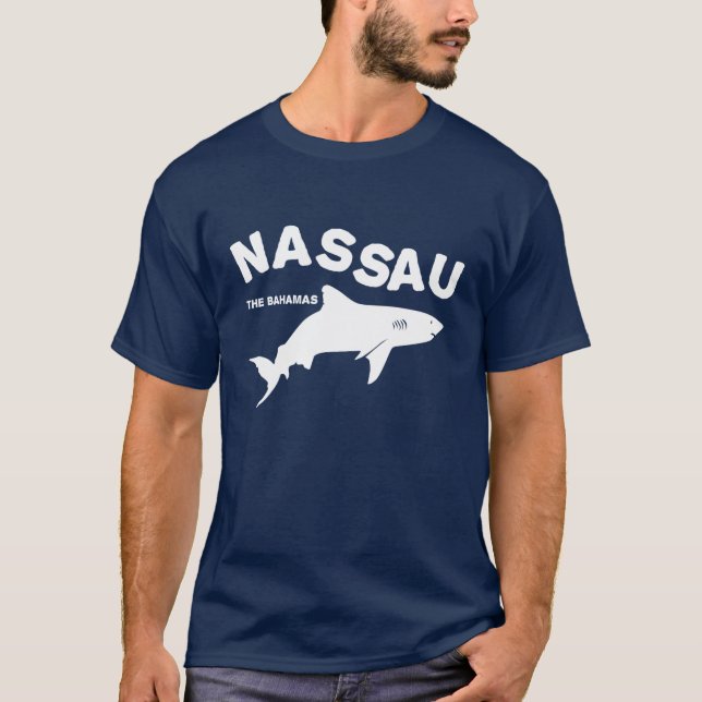 Camiseta Nassau - Camisa-T de mergulho de tubarão das Baham (Frente)