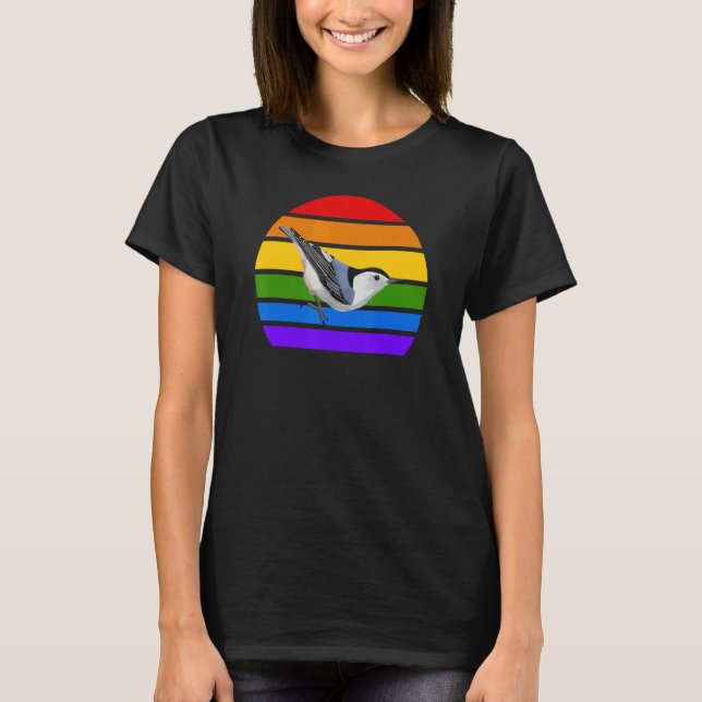 Camiseta Nastreio Branco Arco-Íris-Íris-Ave Birdwatcher D (Frente)
