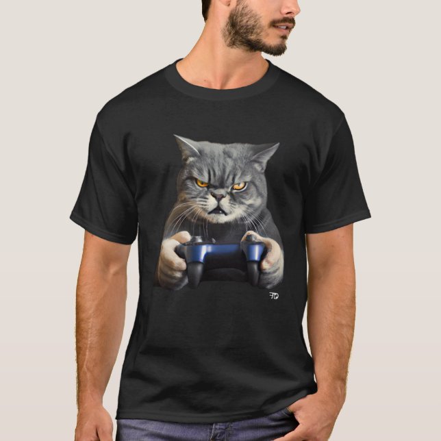 Camiseta Nasty Gaming Cat With An Evil Look. Gamer (Frente)