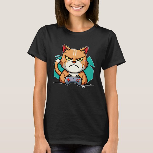 Camiseta Nasty Gaming Cat With An Evil Look Gamer  1 (Frente)
